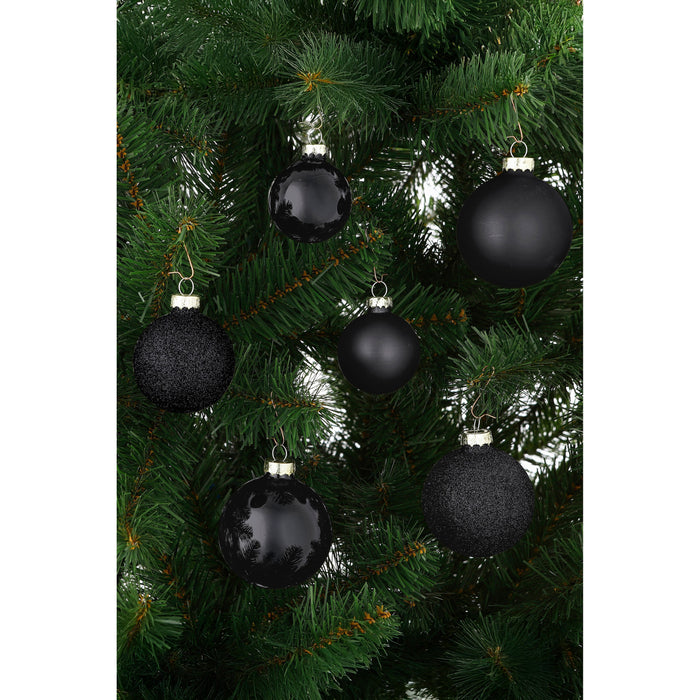 Mica Decorations Kerstballen Set - 42 Stuks - Ø7 cm - Glas - Zwart