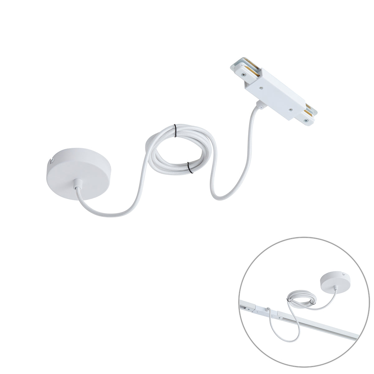 QAZQA I voeding voor 1-fase rail met ronde bevestigingsplaat wit -