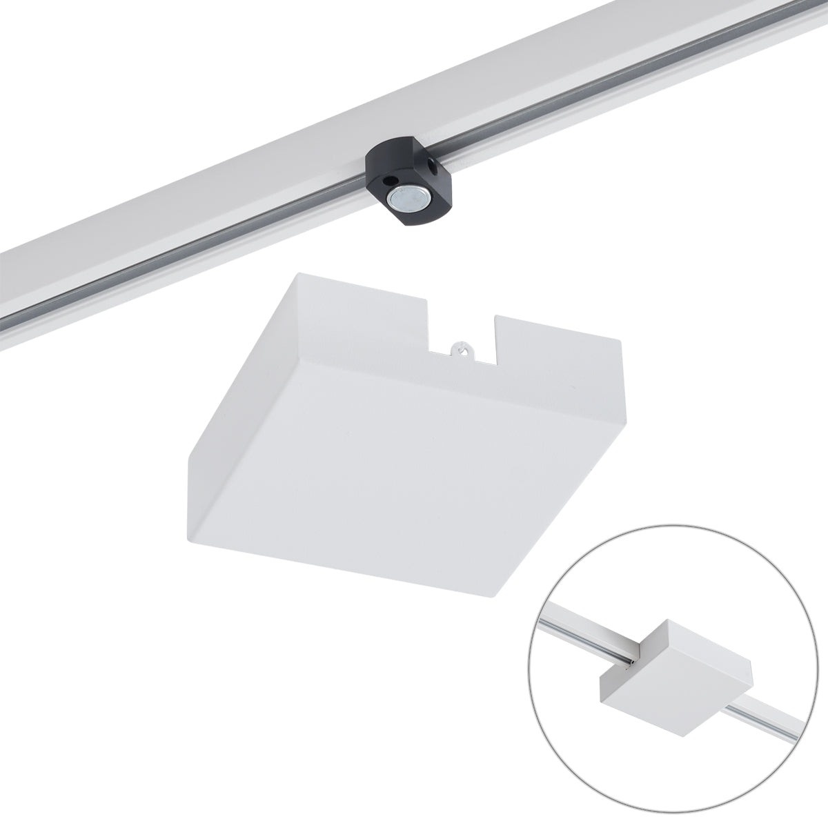 QAZQA Plafondplaat voor 1-fase rail wit vierkant - Slimline