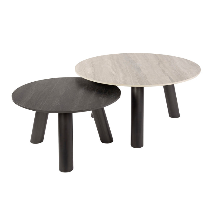 Giga Meubel - Salontafel Rond Zwart|Grijs - Set Van 2 - Twin