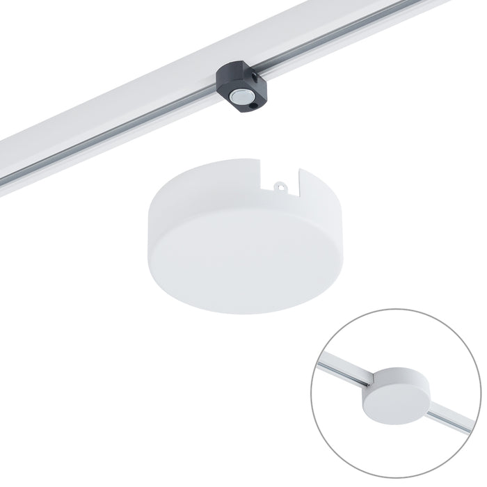 QAZQA Plafondplaat voor 1-fase rail wit rond - Slimline