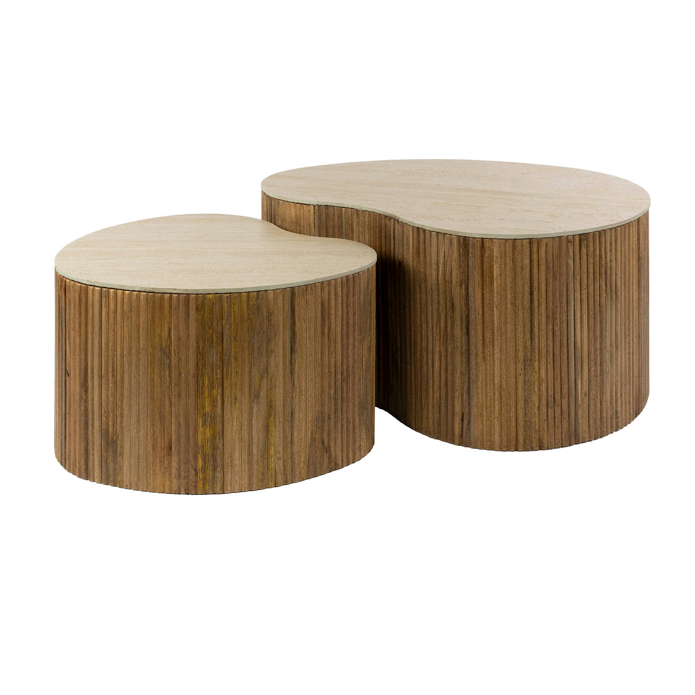 Giga Meubel - Salontafel Niervormig Beige|Hout - Set Van 2 - Nuovo