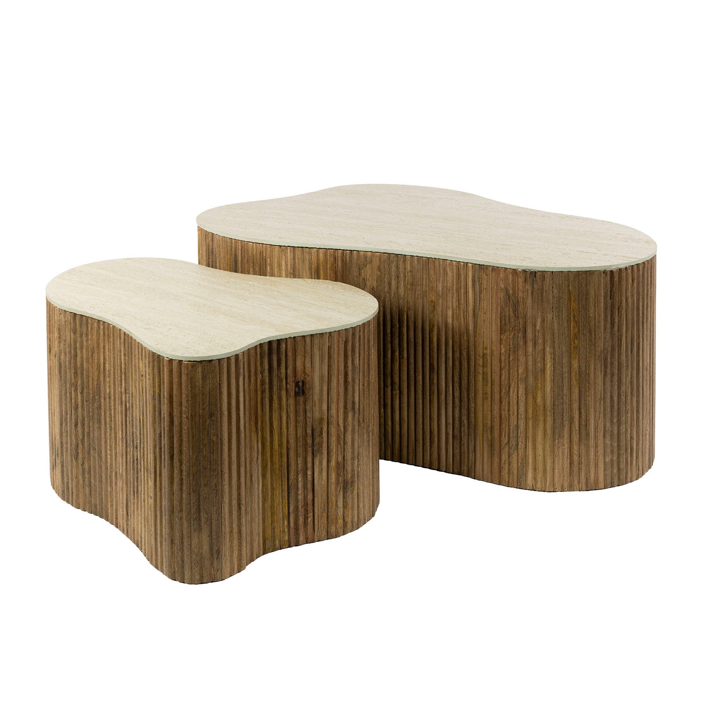 Giga Meubel - Salontafel Organisch Beige|Hout - Set Van 2 - Nuovo