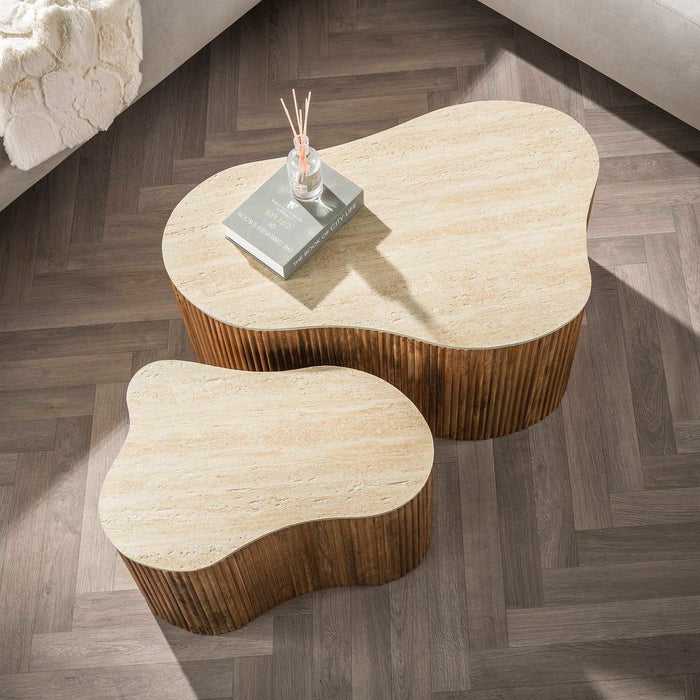 Giga Meubel - Salontafel Organisch Beige|Hout - Set Van 2 - Nuovo