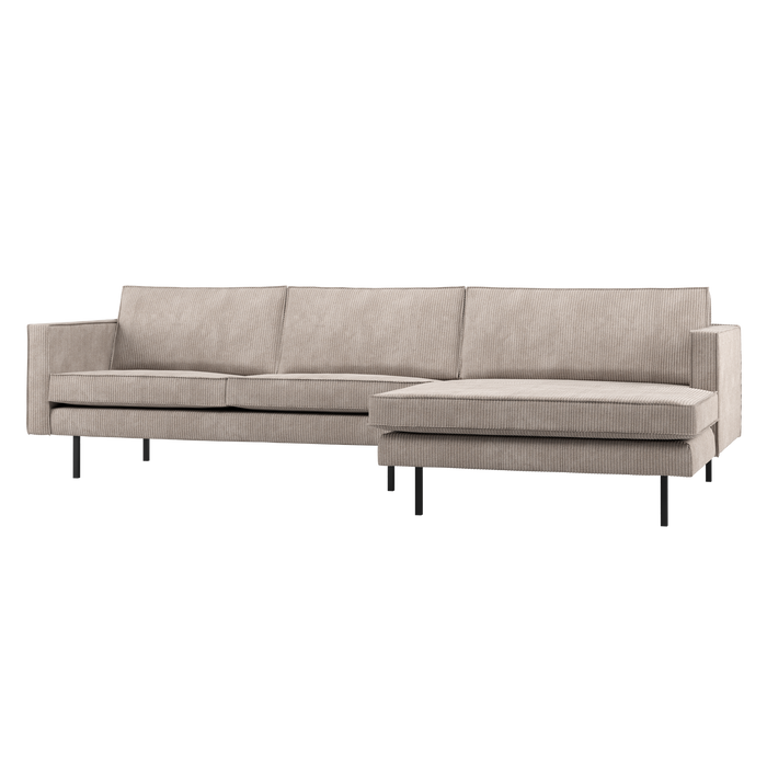 WOOOD Rodeo Chaise Longue Bank Rechts - Ribstof - Donkerzand