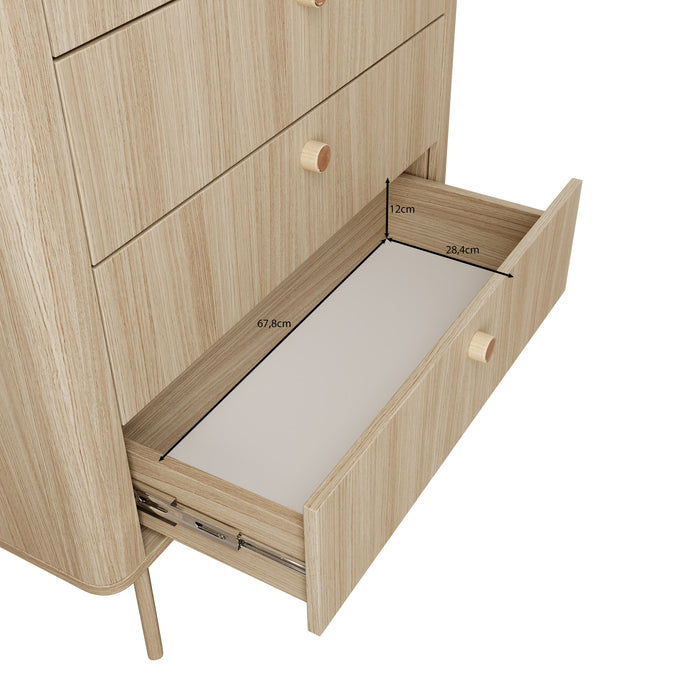 Meubella - Voorne - Ladekast 4 lades - Eiken - 88x38x103 cm