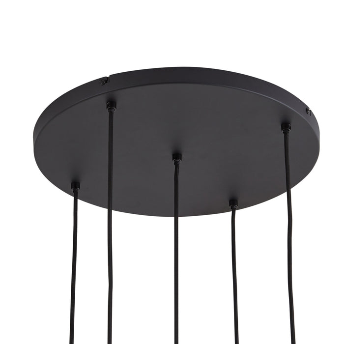 QAZQA Design hanglamp zwart met smoke glas 5-lichts - Ana