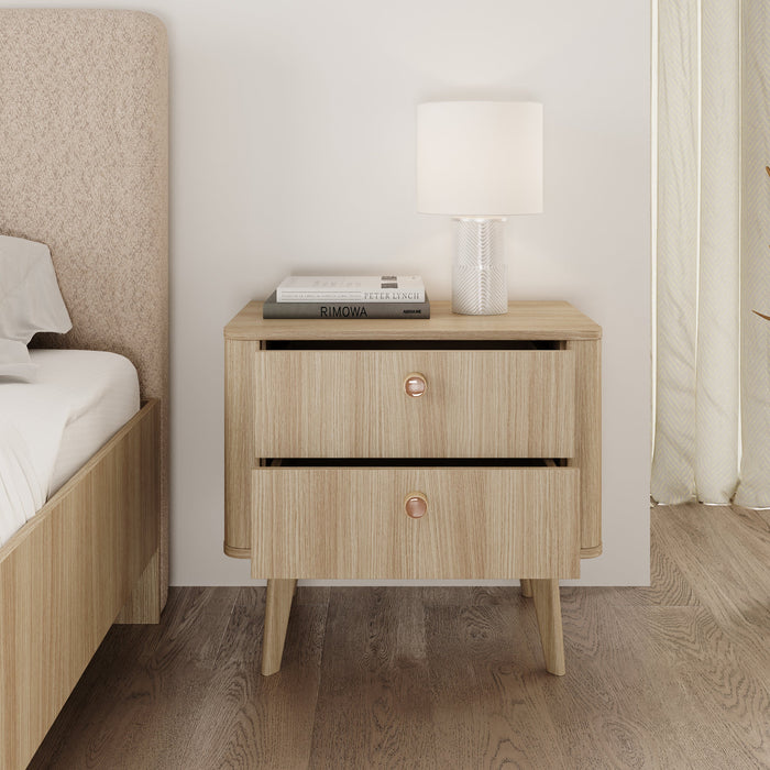 Meubella - Voorne - Nachtkastje - Eiken - 63 cm