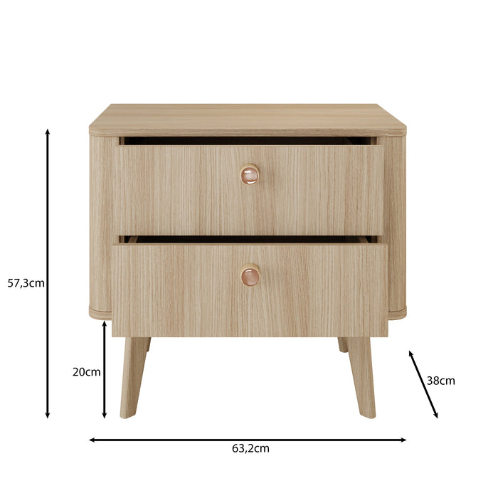 Meubella - Voorne - Nachtkastje - Eiken - 63 cm