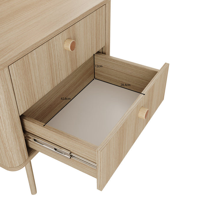 Meubella - Voorne - Nachtkastje - Eiken - 63 cm