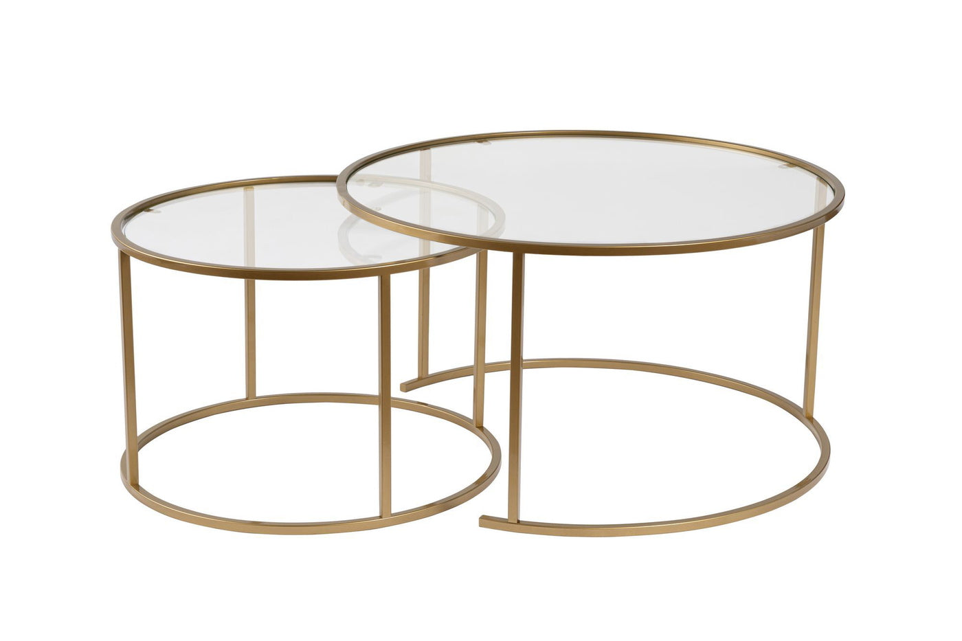 Giga Meubel - Salontafel Aurum Ø80|Ø60cm Goud|Glas Set van 2