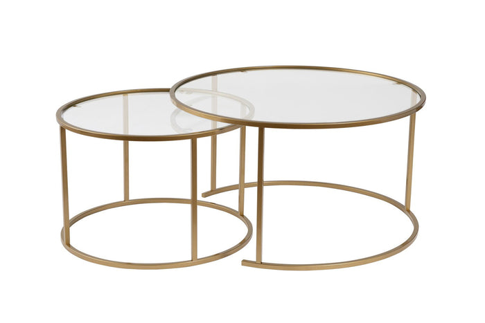 Giga Meubel - Salontafel Aurum Ø80|Ø60cm Goud|Glas Set van 2