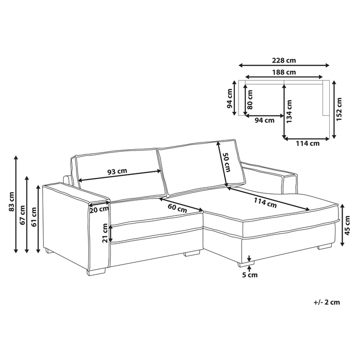 Beliani - KOLDING - Hoekbank - Lichtbeige - Linkszijdig - Bouclé