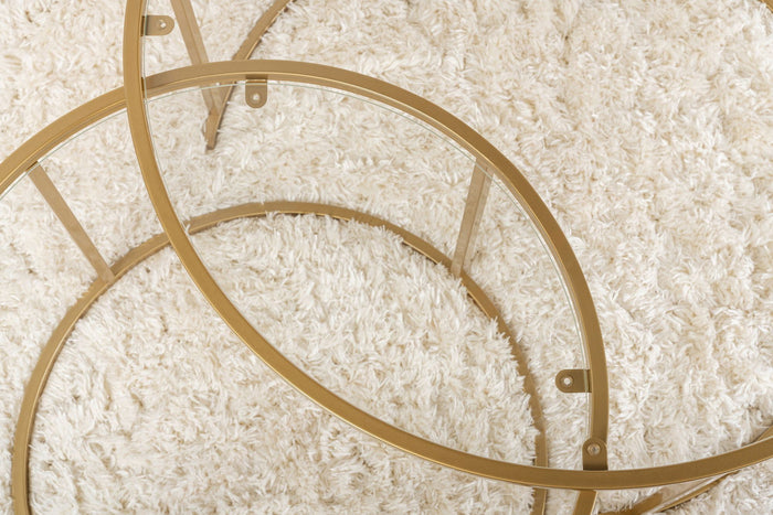 Giga Meubel - Salontafel Aurum Ø80|Ø60cm Goud|Glas Set van 2