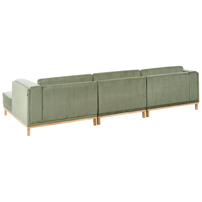 Beliani - VENG - Hoekbank 5-zits - Groen - Linkszijdig - Corduroy