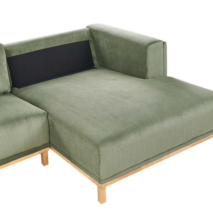 Beliani - VENG - Hoekbank 5-zits - Groen - Linkszijdig - Corduroy