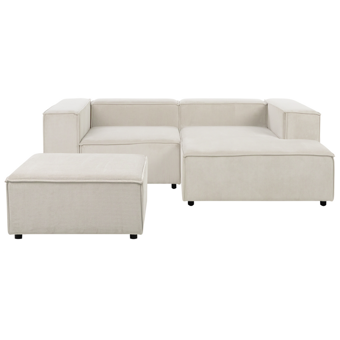 Beliani-ARDAL-Hoekbank met ottomaan-Off-white-Linkszijdig-Corduroy