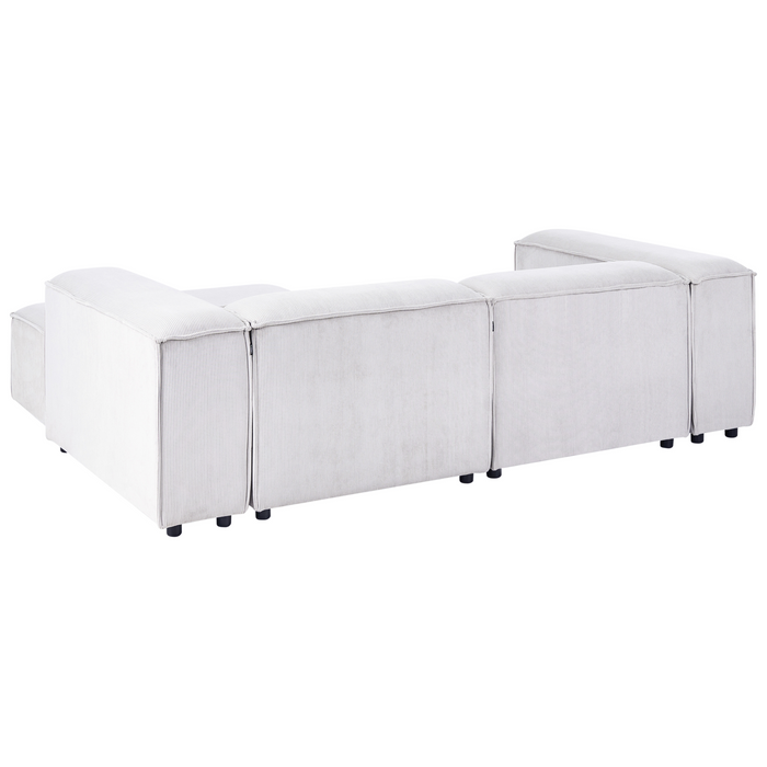 Beliani-ARDAL-Hoekbank met ottomaan-Off-white-Linkszijdig-Corduroy