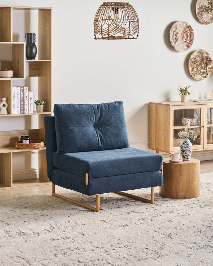 Beliani - JERSLEV - 1-zits slaapbank - Blauw - Polyester