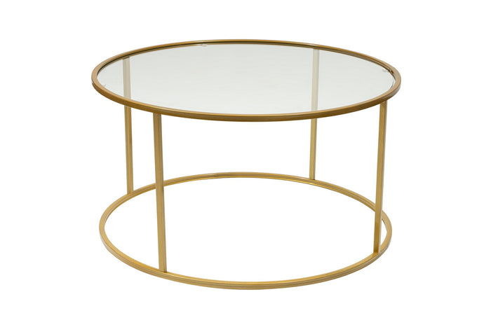 Giga Meubel - Salontafel Rond Goud Metaal|Glas - 80x80x45cm - Berlin