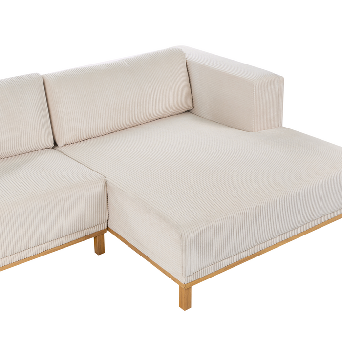 Beliani - VENG - Hoekbank 5-zits - Lichtbeige - Linkszijdig - Corduroy