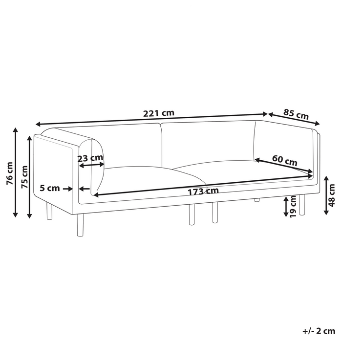Beliani - VORGOD - Driezitsbank - Lichtbruin - Polyester