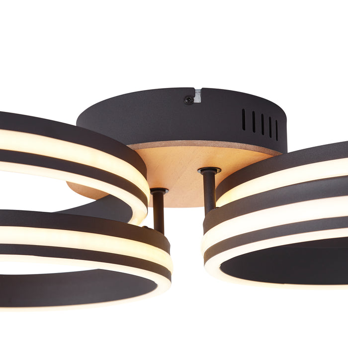 QAZQA Plafondlamp hout incl. LED 3-staps dimbaar 4-lichts - Navara