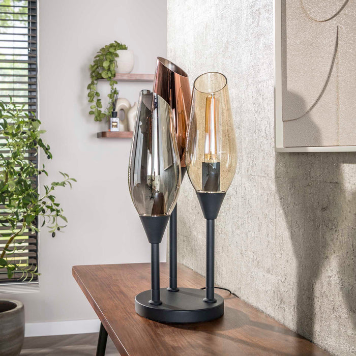 Giga Meubel - Tafellamp Zwart - 3-lichts - 25x25x59cm - Cocoon