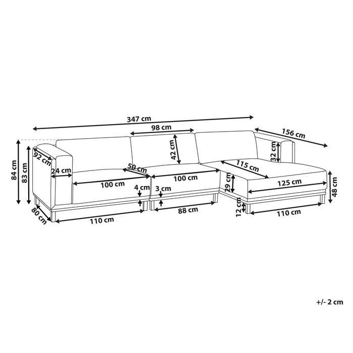 Beliani - VENG - Hoekbank 5-zits - Grijs - Linkszijdig - Polyester