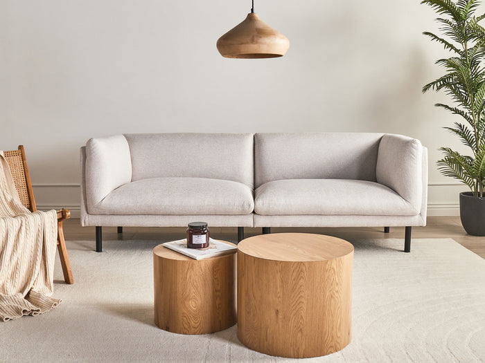 Beliani - VORGOD - Driezitsbank - Lichtbeige - Polyester