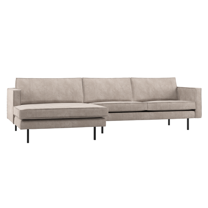 WOOOD Rodeo Chaise Longue Bank Links - Ribstof - Donkerzand