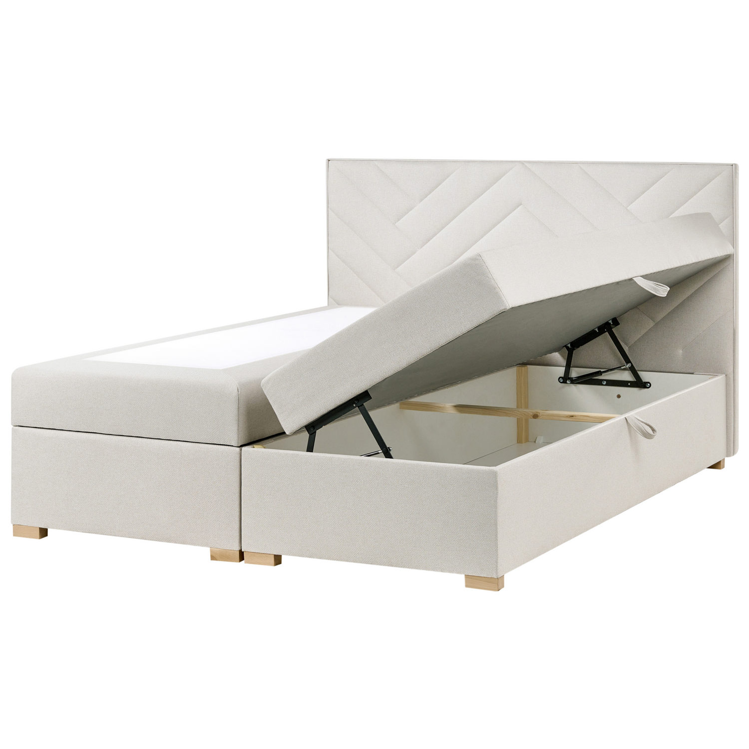 Beliani-ESQUIRE-Boxspringbed-Gebroken wit-180 x 200 cm-Polyester
