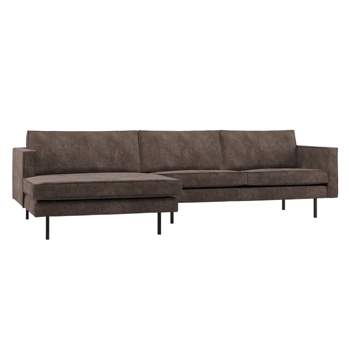 WOOOD Rodeo Chaise Longue Bank Links - Ribstof - Bruin - 85x300x155