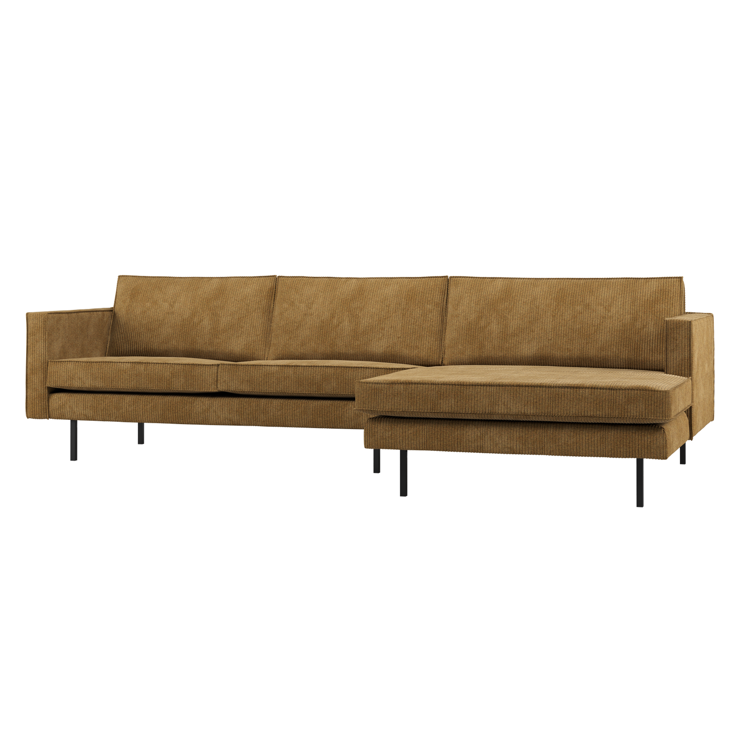 WOOOD Rodeo Chaise Longue Bank Rechts - Ribstof - Honinggeel