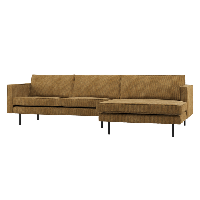 WOOOD Rodeo Chaise Longue Bank Rechts - Ribstof - Honinggeel