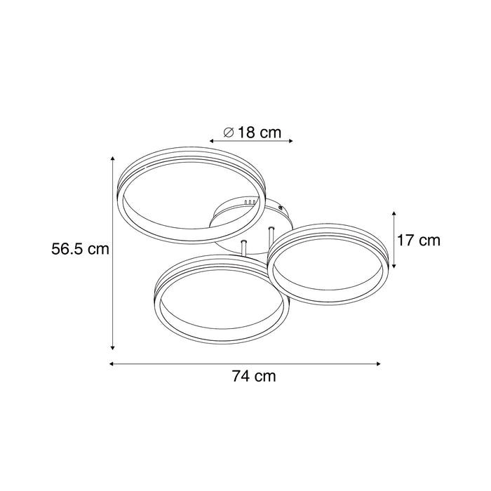 QAZQA Plafondlamp hout incl. LED 3-staps dimbaar 3-lichts - Navara