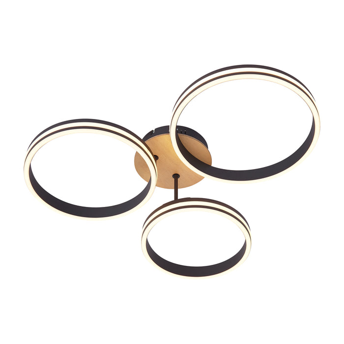 QAZQA Plafondlamp hout incl. LED 3-staps dimbaar 3-lichts - Navara