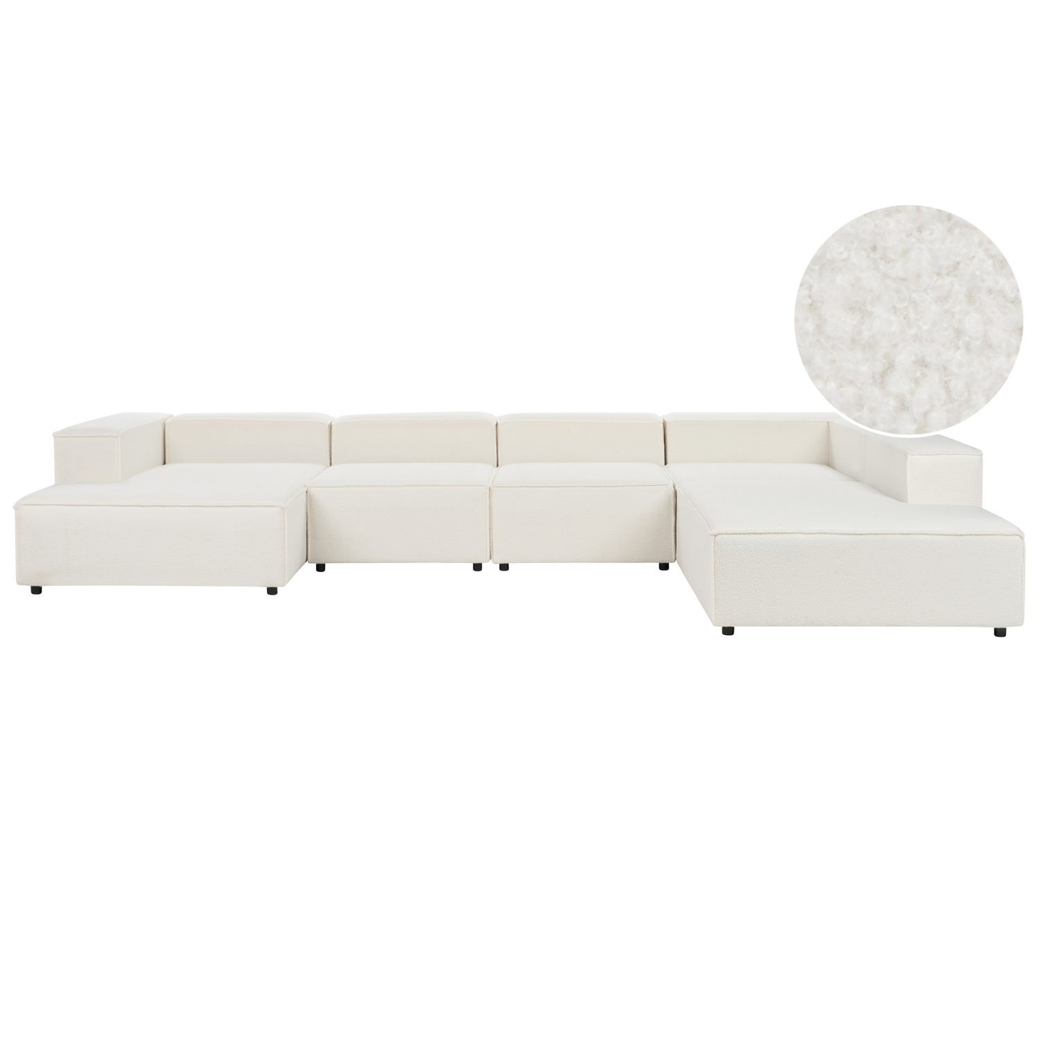 Beliani - ARDAL- Hoekbank 5-zits - Off-white - Linkszijdig - Bouclé