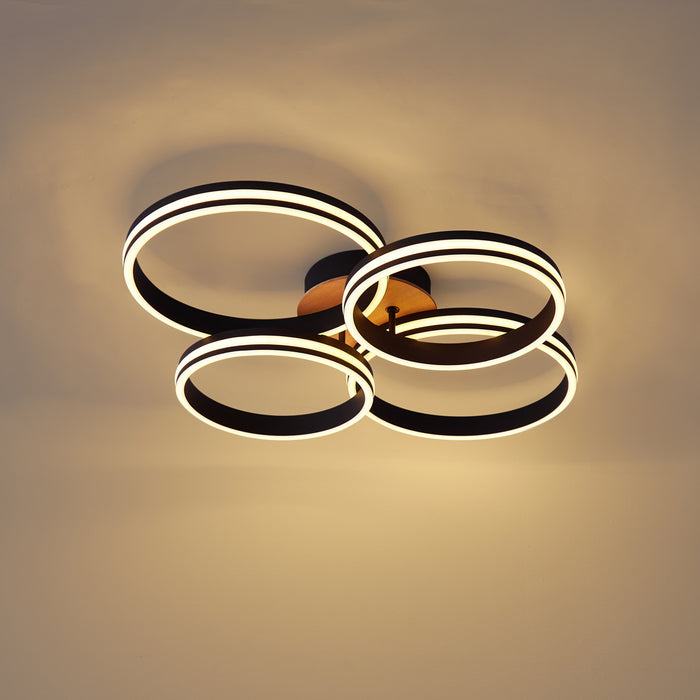 QAZQA Plafondlamp hout incl. LED 3-staps dimbaar 4-lichts - Navara