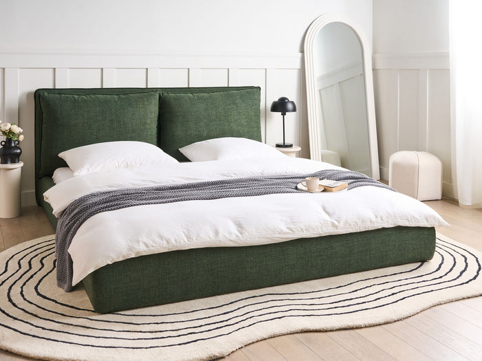 Beliani-BAJONNA-Tweepersoonsbed-Donkergroen-180 x 200 cm-Polyester