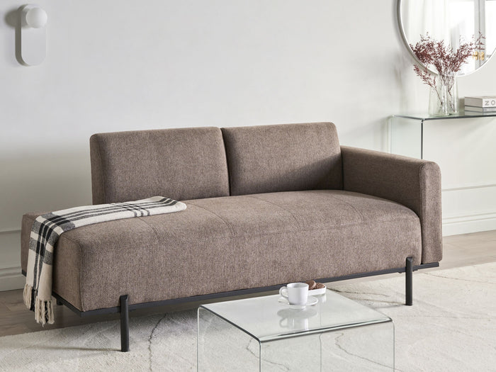 Beliani - SAVASSE - Chaise longue - Lichtbruin - Kunstlinnen