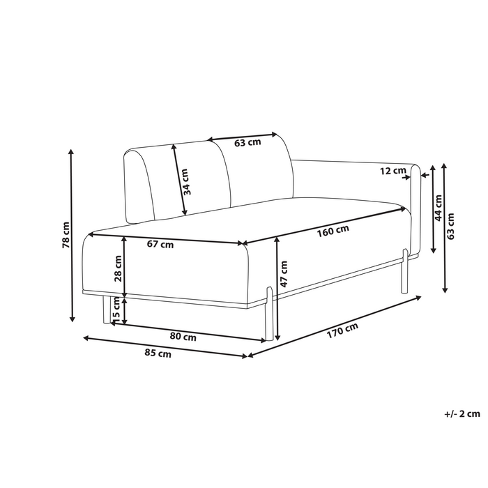 Beliani - SAVASSE - Chaise longue - Lichtbruin - Kunstlinnen