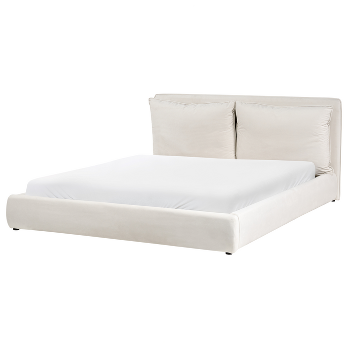 Beliani-BAJONNA-Tweepersoonsbed-Lichtbeige-180 x 200 cm-Polyester