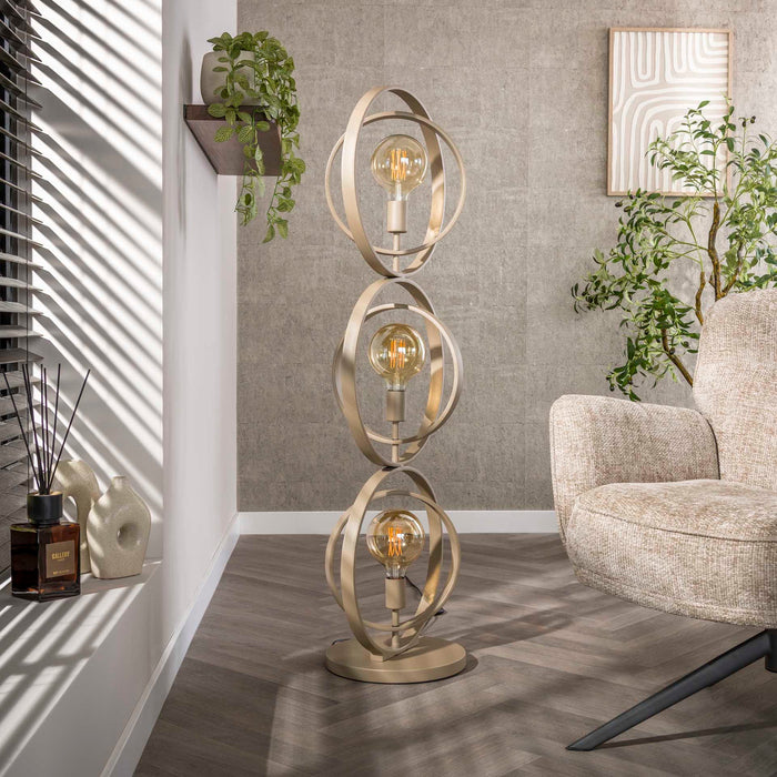 Giga Meubel - Vloerlamp Beige - 3-lichts - 40x30x124cm - Turn Around