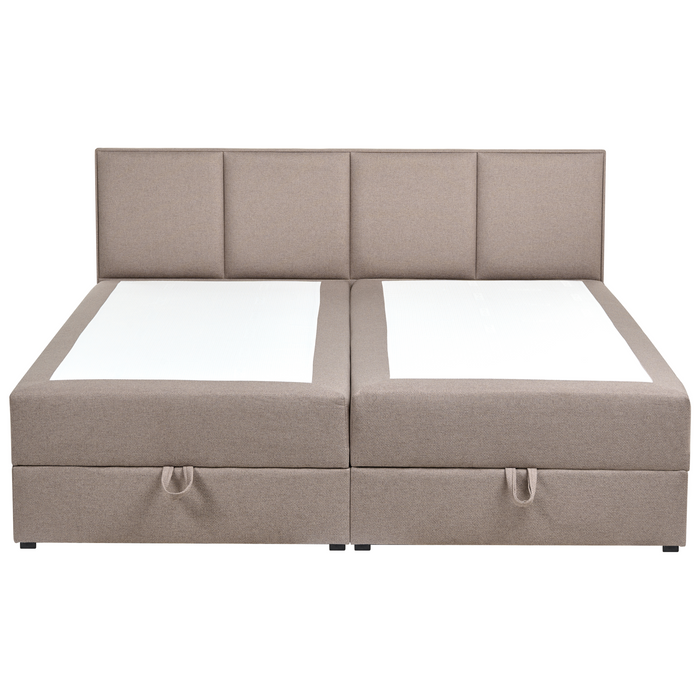 Beliani - BARONET - Boxspringbed - Taupe - 180 x 200 cm - Stof
