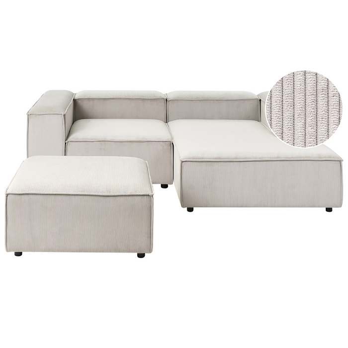 Beliani-ARDAL-Hoekbank met ottomaan-Taupe-Linkszijdig-Corduroy