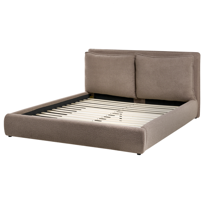 Beliani - BAJONNA - Tweepersoonsbed - Bruin - 160 x 200 cm - Bouclé