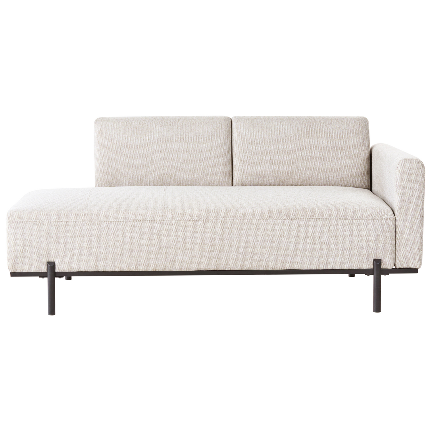 Beliani - SAVASSE - Chaise longue - Lichtbeige - Kunstlinnen