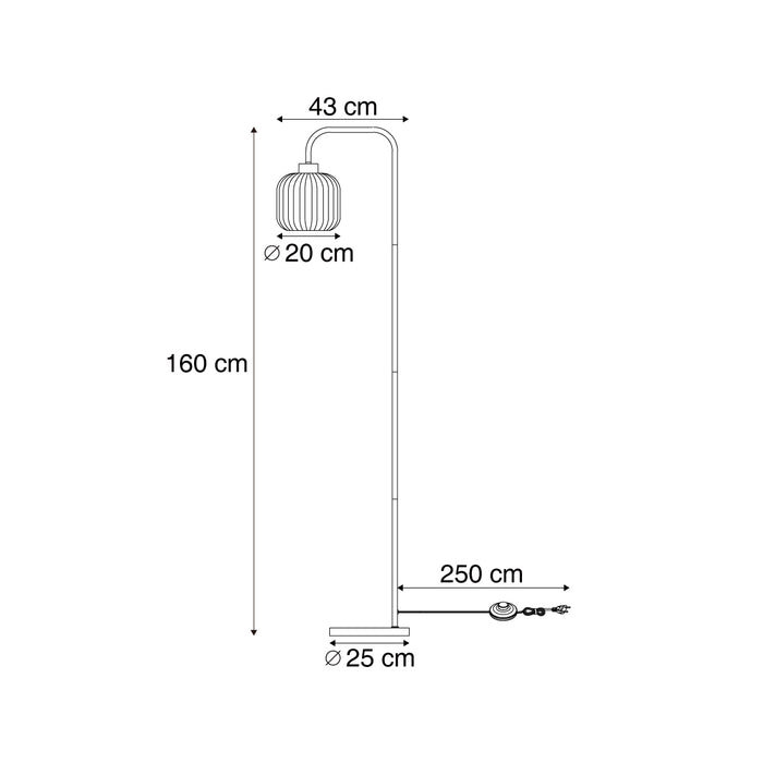 QAZQA Design vloerlamp zwart met smoke glas - Ana