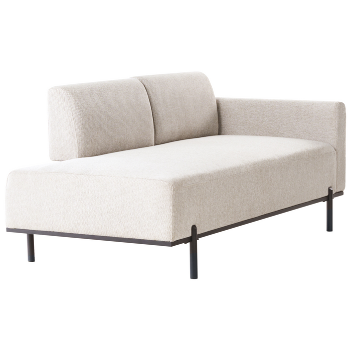 Beliani - SAVASSE - Chaise longue - Lichtbeige - Kunstlinnen